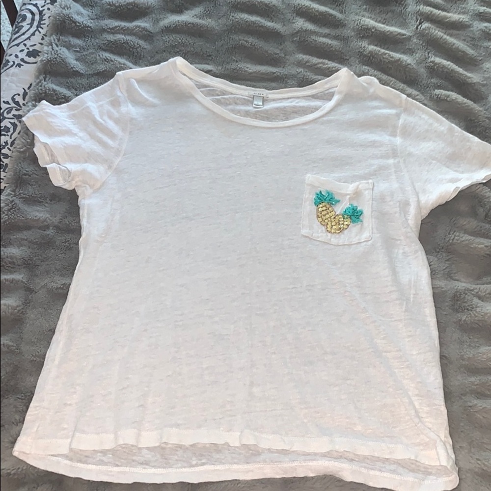 J. Crew Pineapple embroidered/sequined tee